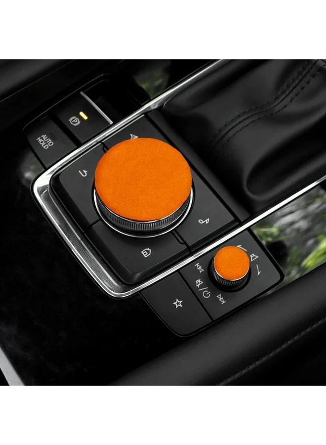 Orange Patch 2 قطعة غطاء مقبض وسائط لوحة تحكم السيارة لسيارات مازدا 3 وCX-30 وCX-50 من 2019 إلى 2025 - Image 5